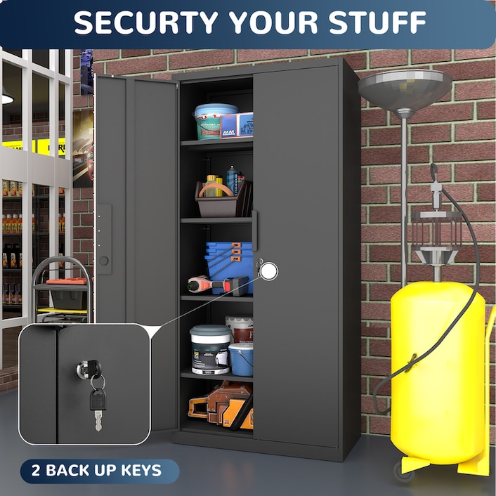 SC1B Basic Metal Garage Storage Cabinet with 4 Adjustable Shelves